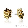 PAIR OF 18K GOLD PLATED INGOT CENTERED SHAPE NUGGET EARRINGS